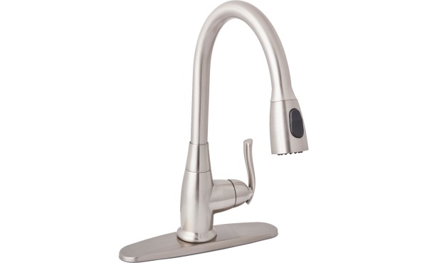 Home Impressions Single Handle Lever Pull-Down Kitchen Faucet, Brushed Nickel