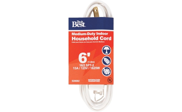 Do it Best 6 Ft. 16\/2 White/Brown Cube Tap Extension Cord
